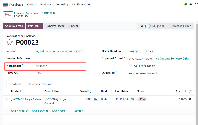 Odoo 18 Purchase Generate Purchase Order Based on a Template