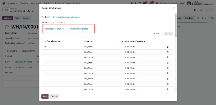 Odoo 18 Generate Batch or Serial Numbers upon Receipt