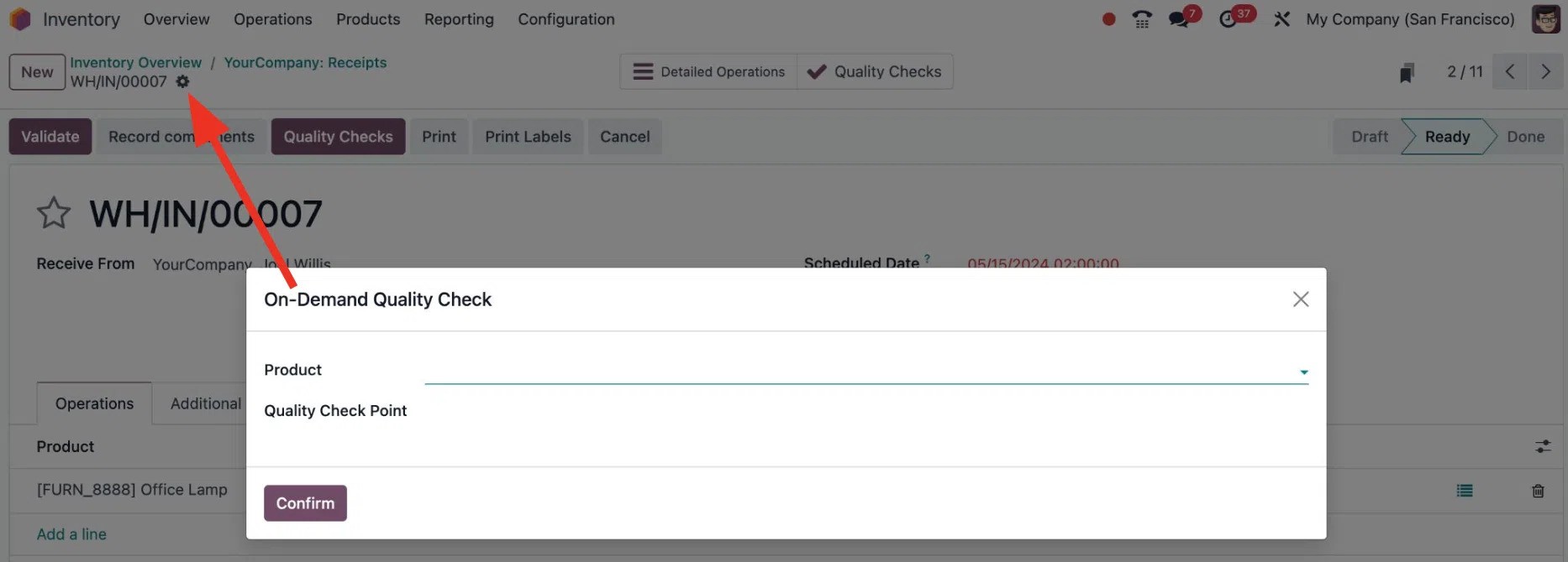 Odoo 18 On-demand Stock Quality Checks