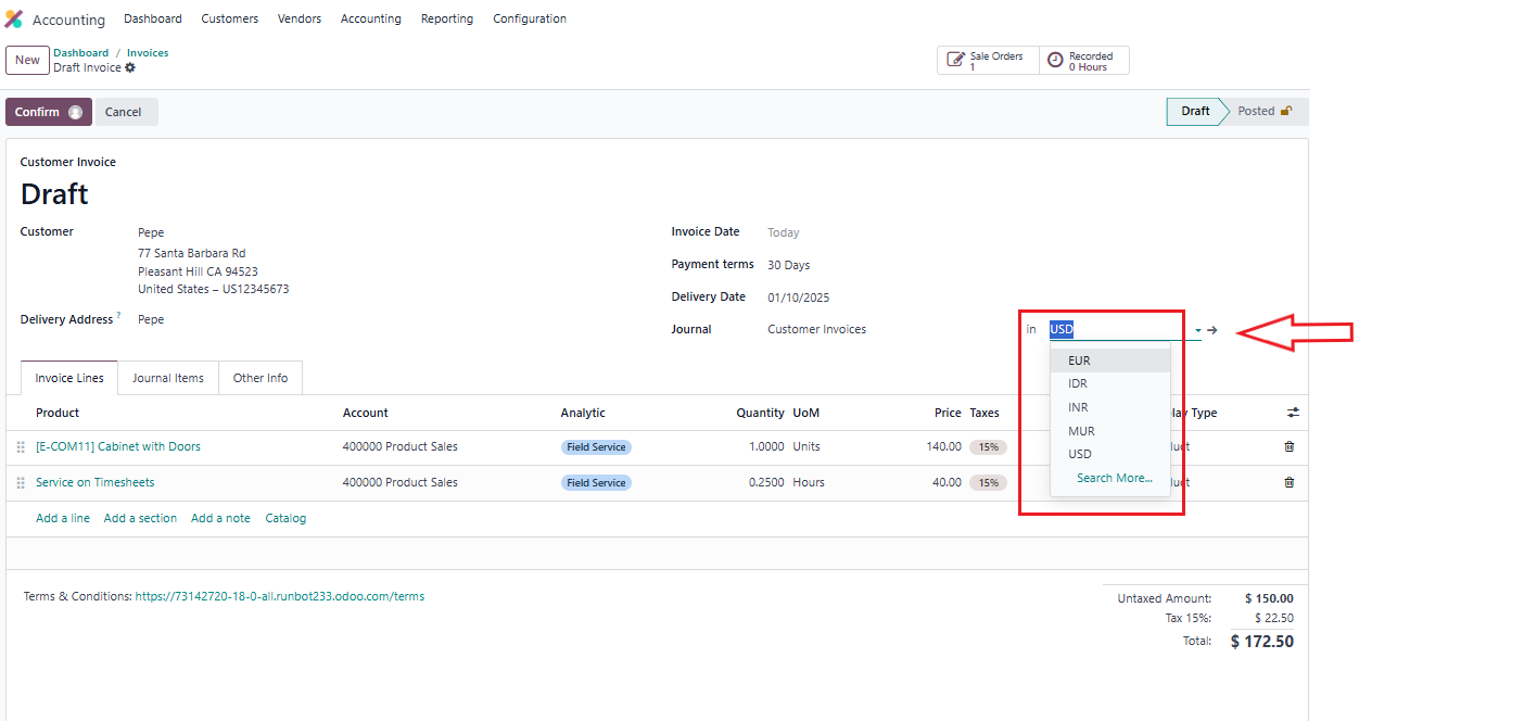 Odoo Accounting - multi currency