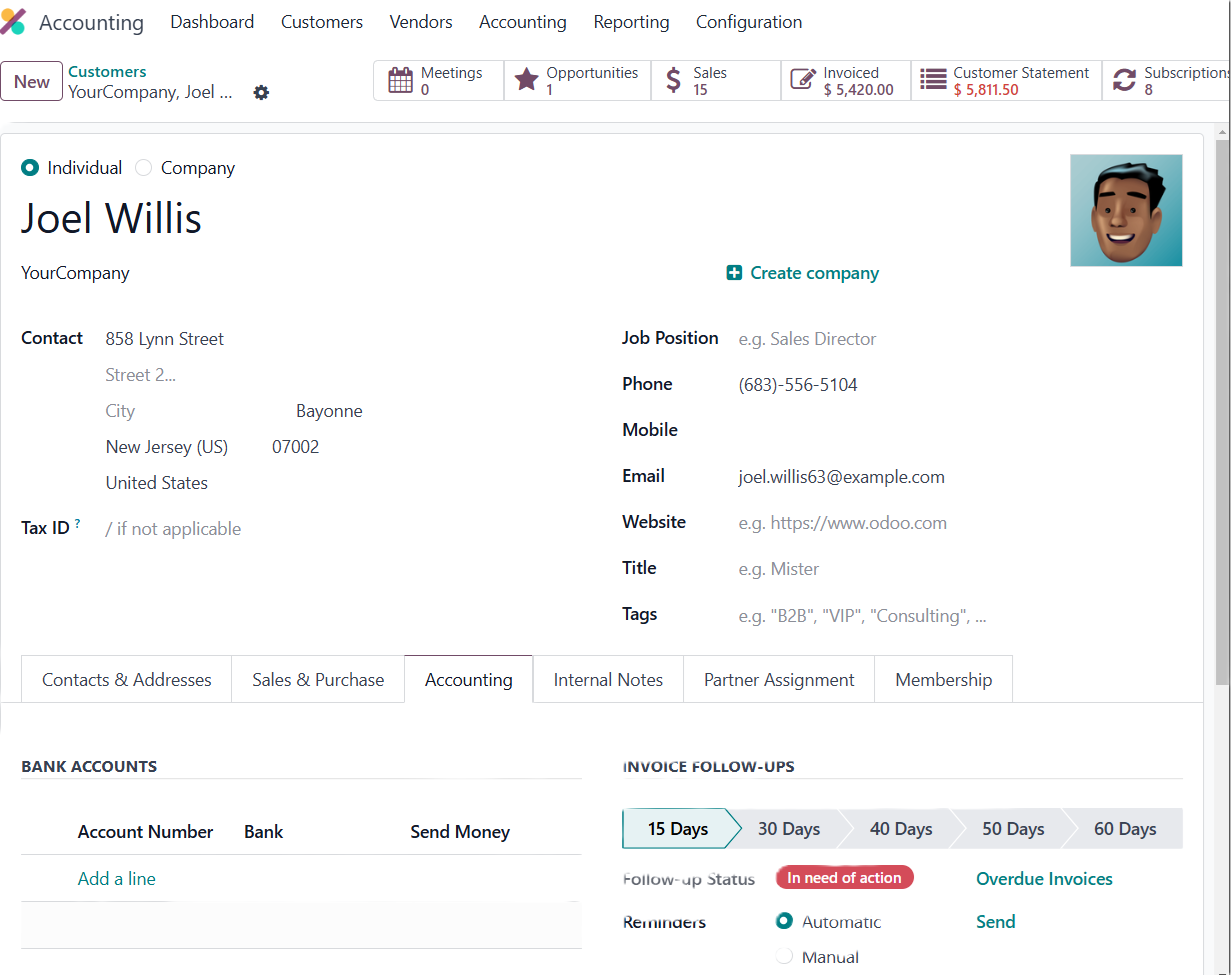 Odoo Accounting -  Follow up 1